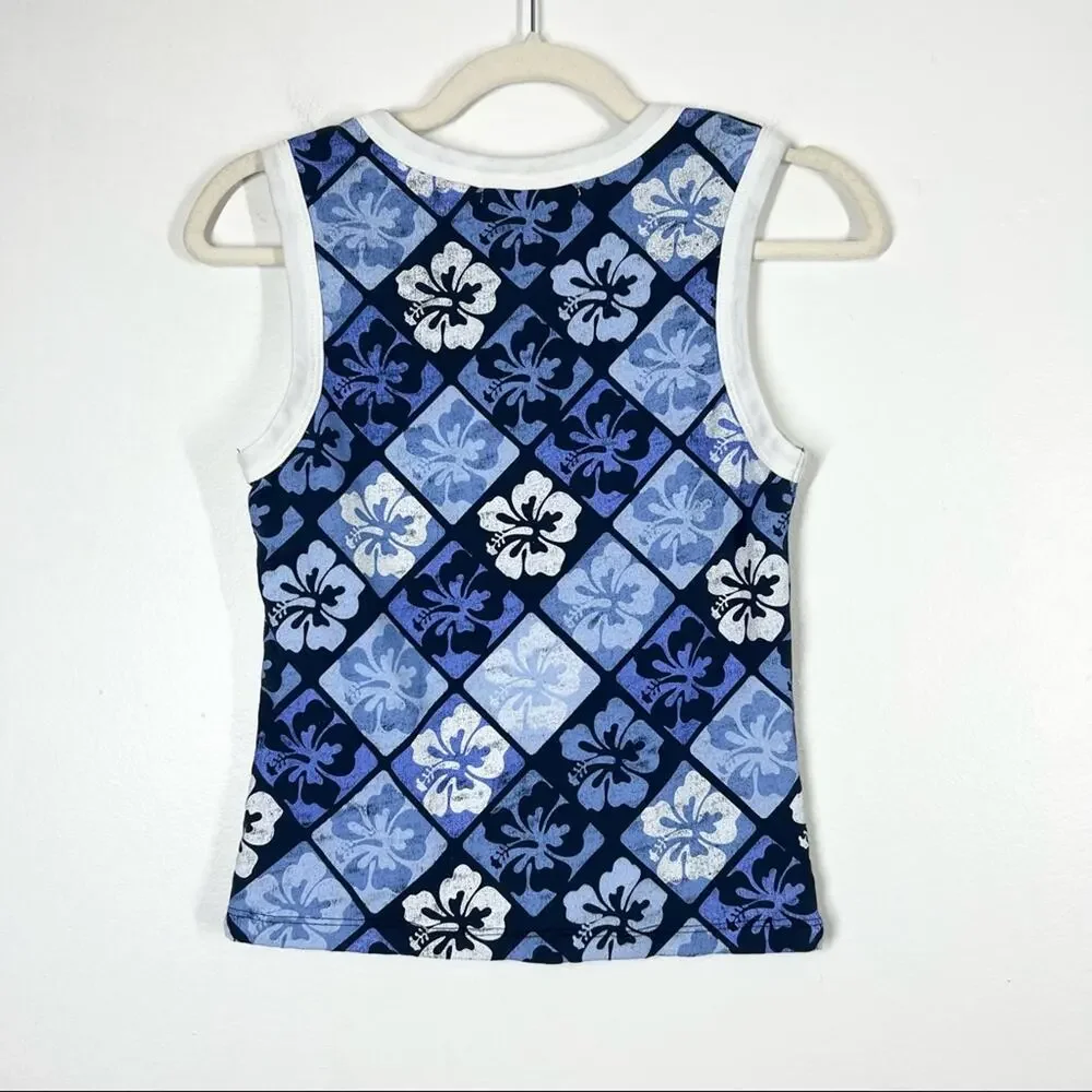 FREE PEOPLE NWT Hibiscus Shrunken Tank Beach Y2K 90s Floral Surf Tee Small - Picture 5 of 6